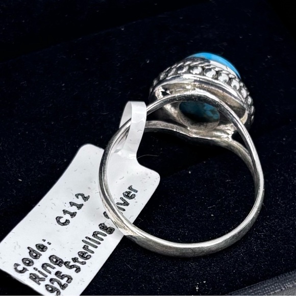 Genuine Turquoise & .925 Sterling Silver Ring – Size 7.5 Mohave Turquoise - Picture 3 of 3